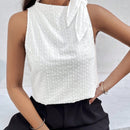 Essnce Top informal de verano con nudo especial en el hombro y textura de jacquard