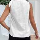 Essnce Top informal de verano con nudo especial en el hombro y textura de jacquard