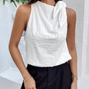 Essnce Top informal de verano con nudo especial en el hombro y textura de jacquard