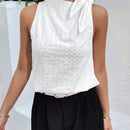 Essnce Top informal de verano con nudo especial en el hombro y textura de jacquard