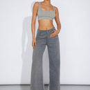 Haute Jeans De Pernera Ancha Con Bloques De Color En Tecnica Mixta