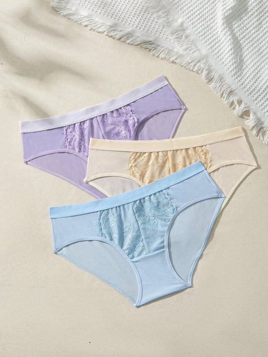 Bragas De Triangulo Con Encaje, Comodas Y Transpirables Con Parches