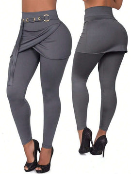 Lady Pantalones De Ajuste Delgado Para Mujer Con Detalles Plisados En La Cintura