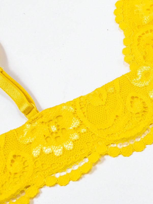 Mujeres Sexy Comodo Lace Gather Push-Up Sujetador con tirantes finos