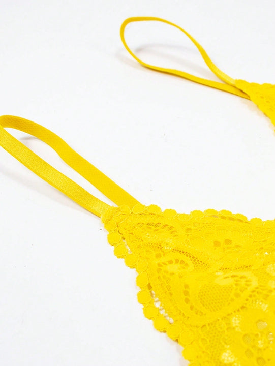 Mujeres Sexy Comodo Lace Gather Push-Up Sujetador con tirantes finos