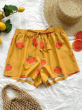 WYWH WYWH Mujeres Vacaciones Pantalones cortos super cortos casuales con estampado de tomate de ajuste holgado