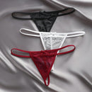 Set de 3 piezas de pantis de encaje transparente con diseno de lazo sexy para mujer