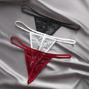 Set de 3 piezas de pantis de encaje transparente con diseno de lazo sexy para mujer