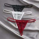 Set de 3 piezas de pantis de encaje transparente con diseno de lazo sexy para mujer