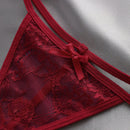 Set de 3 piezas de pantis de encaje transparente con diseno de lazo sexy para mujer