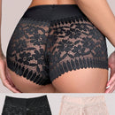 Tanga negra comoda sin costuras de encaje hueco de cintura alta y sexy para mujer, paquete de 2 piezas