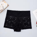 Tanga negra comoda sin costuras de encaje hueco de cintura alta y sexy para mujer, paquete de 2 piezas