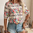 VCAY Camisa de manga corta con estampado floral para vacaciones