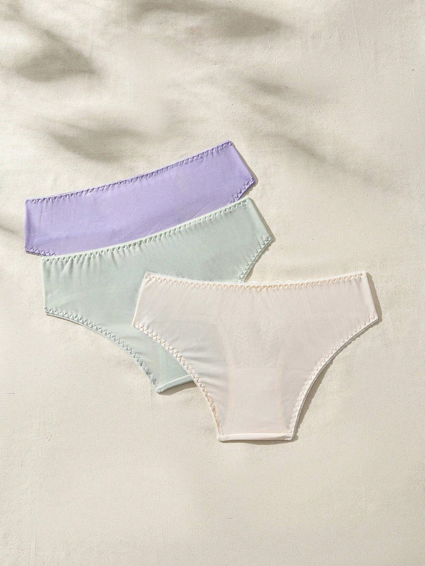 Ropa Interior De Encaje De Triangulo De Bloque De Color Para Mujer