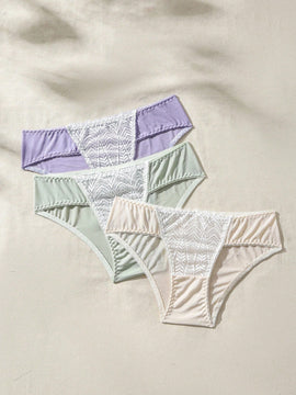 Ropa Interior De Encaje De Triangulo De Bloque De Color Para Mujer