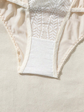 Ropa Interior De Encaje De Triangulo De Bloque De Color Para Mujer