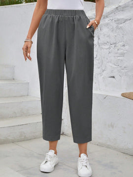 EMERY ROSE Pantalones casuales de verano para mujer con cintura elastica y bolsillos