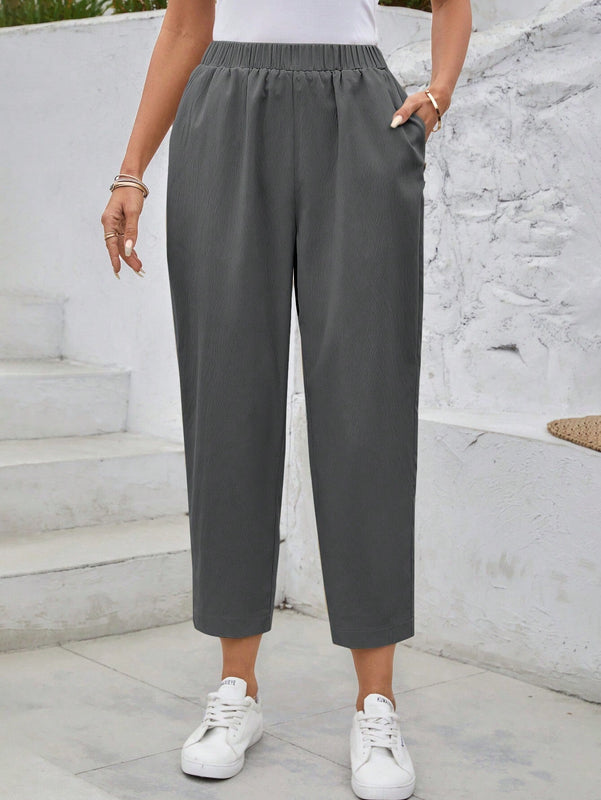 EMERY ROSE Pantalones casuales de verano para mujer con cintura elastica y bolsillos