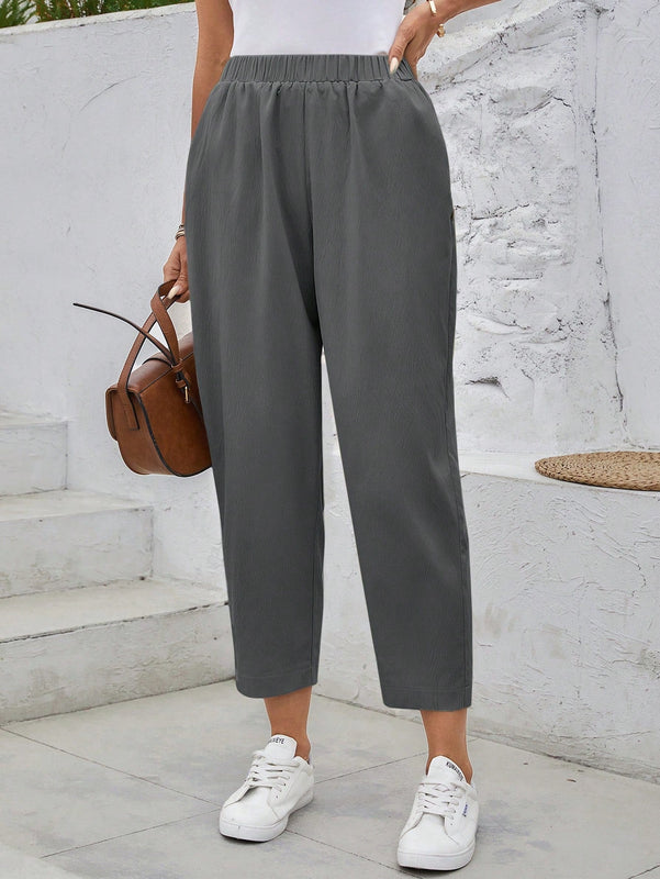 EMERY ROSE Pantalones casuales de verano para mujer con cintura elastica y bolsillos