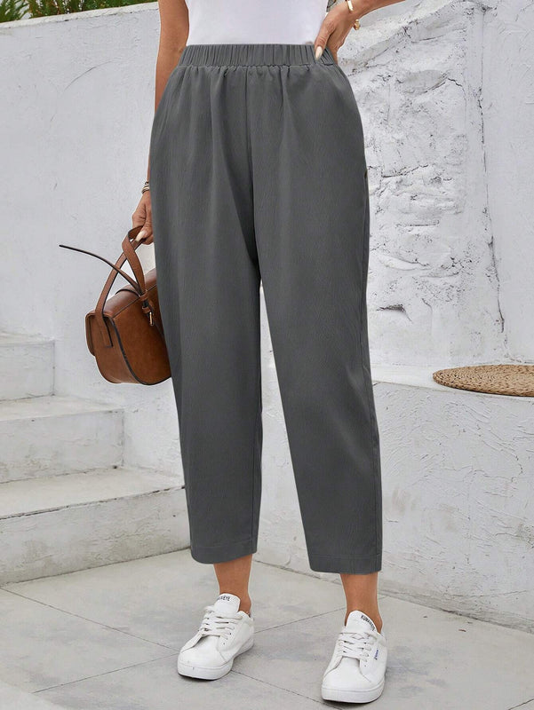 EMERY ROSE Pantalones casuales de verano para mujer con cintura elastica y bolsillos