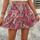 VCAY Shorts de mujer estampados con diseno plisado (patron aleatorio)