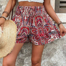 VCAY Shorts de mujer estampados con diseno plisado (patron aleatorio)