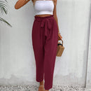 Frenchy pantalones regulares simples y lisos para mujeres para la vida diaria con cinturon