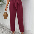 Frenchy pantalones regulares simples y lisos para mujeres para la vida diaria con cinturon