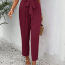 Frenchy pantalones regulares simples y lisos para mujeres para la vida diaria con cinturon