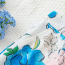 WYWH Pantalones cortos de linea A con cintura elastica en azul y blanco, impresos con flores en estilo romantico de campo veraniego para mujer con bolsillos laterales