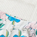 WYWH Pantalones cortos de linea A con cintura elastica en azul y blanco, impresos con flores en estilo romantico de campo veraniego para mujer con bolsillos laterales