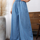 LUNE Jeans de pierna ancha para mujer con cintura de bolsa de papel simple y liso para uso diario