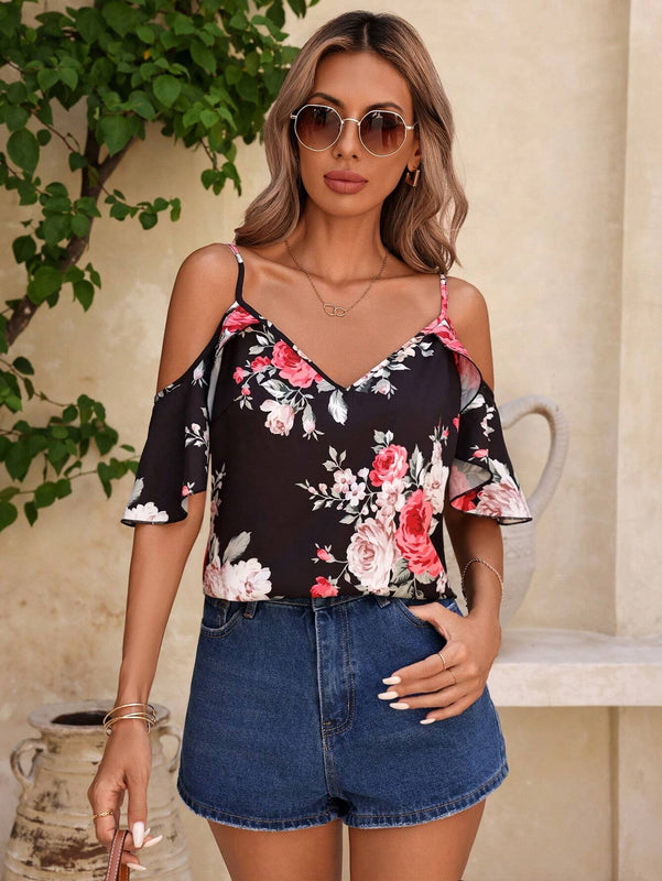 Blusa estampada floral para mujer