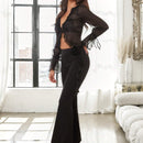 Forever 21 Blusa de encaje romantica elegante en negro para mujer con parches
