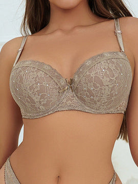 Sujetador de encaje y pedreria de moda femenina, ropa interior sexy