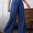 LUNE Jeans de pierna ancha para mujer con diseno plisado