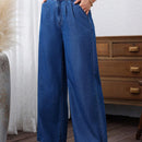 LUNE Jeans de pierna ancha para mujer con diseno plisado