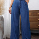 LUNE Jeans de pierna ancha para mujer con diseno plisado