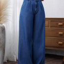LUNE Jeans de pierna ancha para mujer con diseno plisado