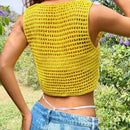 EZwear Chaleco de punto sin mangas con lazo y frente abierto para el verano