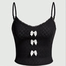 ROMWE Kawaii Lindo Top De Camisola Con Forma De Mariposa Decorativa, Con Tela De Encaje Y Hueco. Ideal Para Verano
