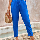Pantalones de cintura con cordon con bolsillo oblicuo