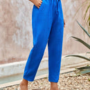 Pantalones de cintura con cordon con bolsillo oblicuo