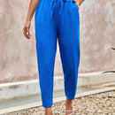 Pantalones de cintura con cordon con bolsillo oblicuo