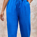 Pantalones de cintura con cordon con bolsillo oblicuo