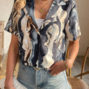 Camiseta de verano de manga corta para mujer con estampado de marmol