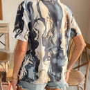 Camiseta de verano de manga corta para mujer con estampado de marmol