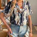 Camiseta de verano de manga corta para mujer con estampado de marmol