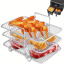 3/5pcs Bandeja de Deshidratación de Malla de Tres Capas para Freidora de Aire Accesorios para Freidora de Aire Bandeja de Secado Apilable con Cuenco de Ángulo Elevado y Soporte para Platos Cepillo de Aceite Bandeja de Drenaje Bandeja para Barbacoa