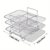 3/5pcs Bandeja de Deshidratación de Malla de Tres Capas para Freidora de Aire Accesorios para Freidora de Aire Bandeja de Secado Apilable con Cuenco de Ángulo Elevado y Soporte para Platos Cepillo de Aceite Bandeja de Drenaje Bandeja para Barbacoa